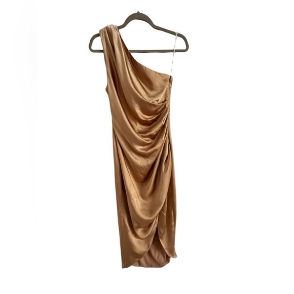 Elliatt Cassini Gold One Shoulder Cocktail Dress| Size S - Picture 5 of 10